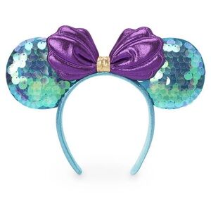 Disney Minnie Ears Little Mermaid with Gold Dinglehopper Detail